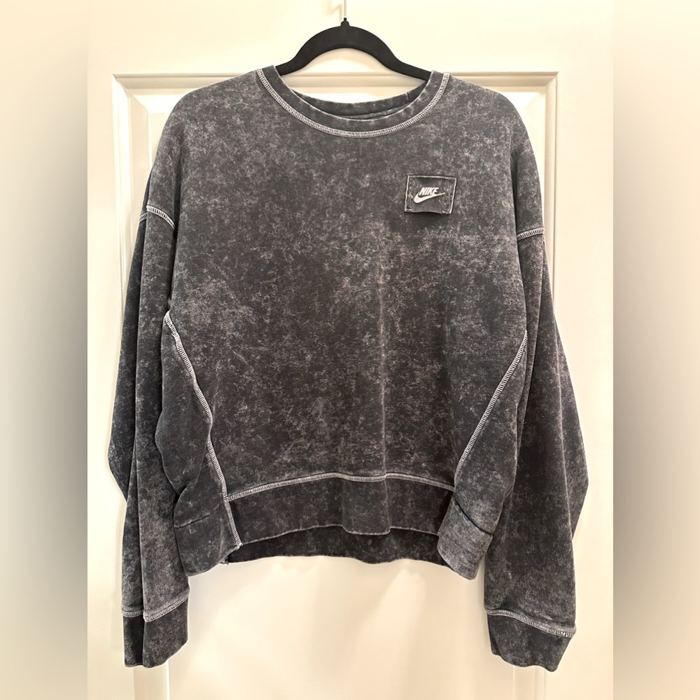 Nike Acid Wash Gray Sweatshirt- Cropped